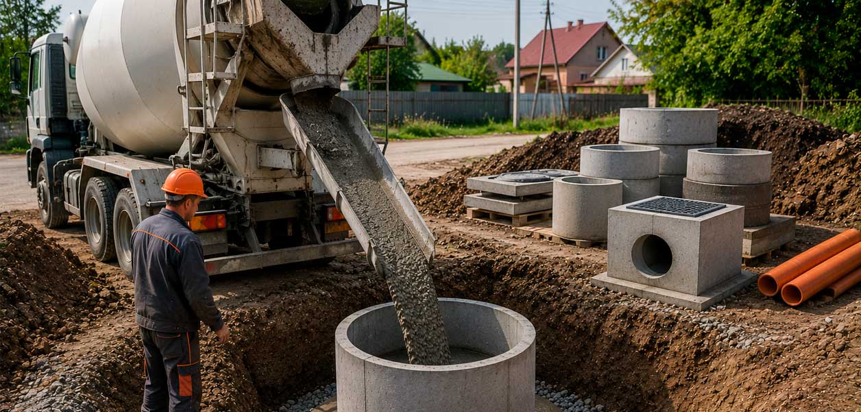 Применение бетона для смотровых, дренажных и канализационных колодцев